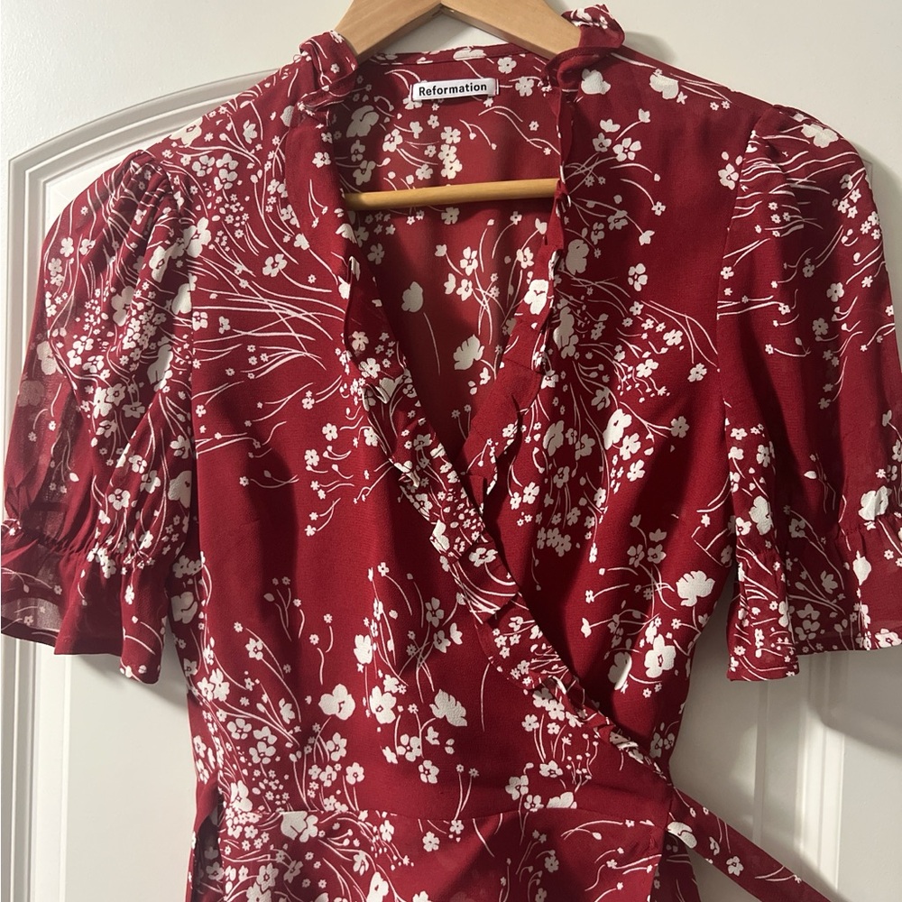 Reformation Burgundy Floral Blouse
